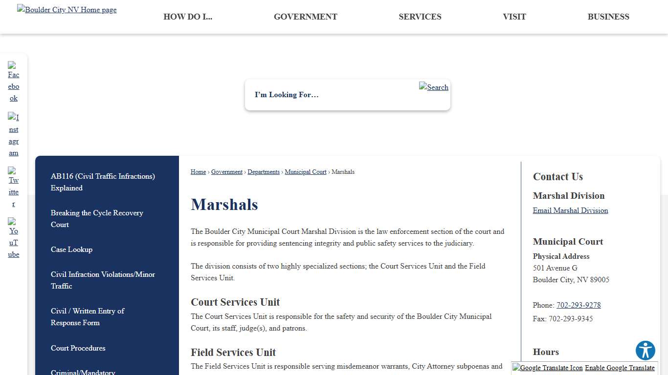 Marshals | Boulder City, NV - Official Website